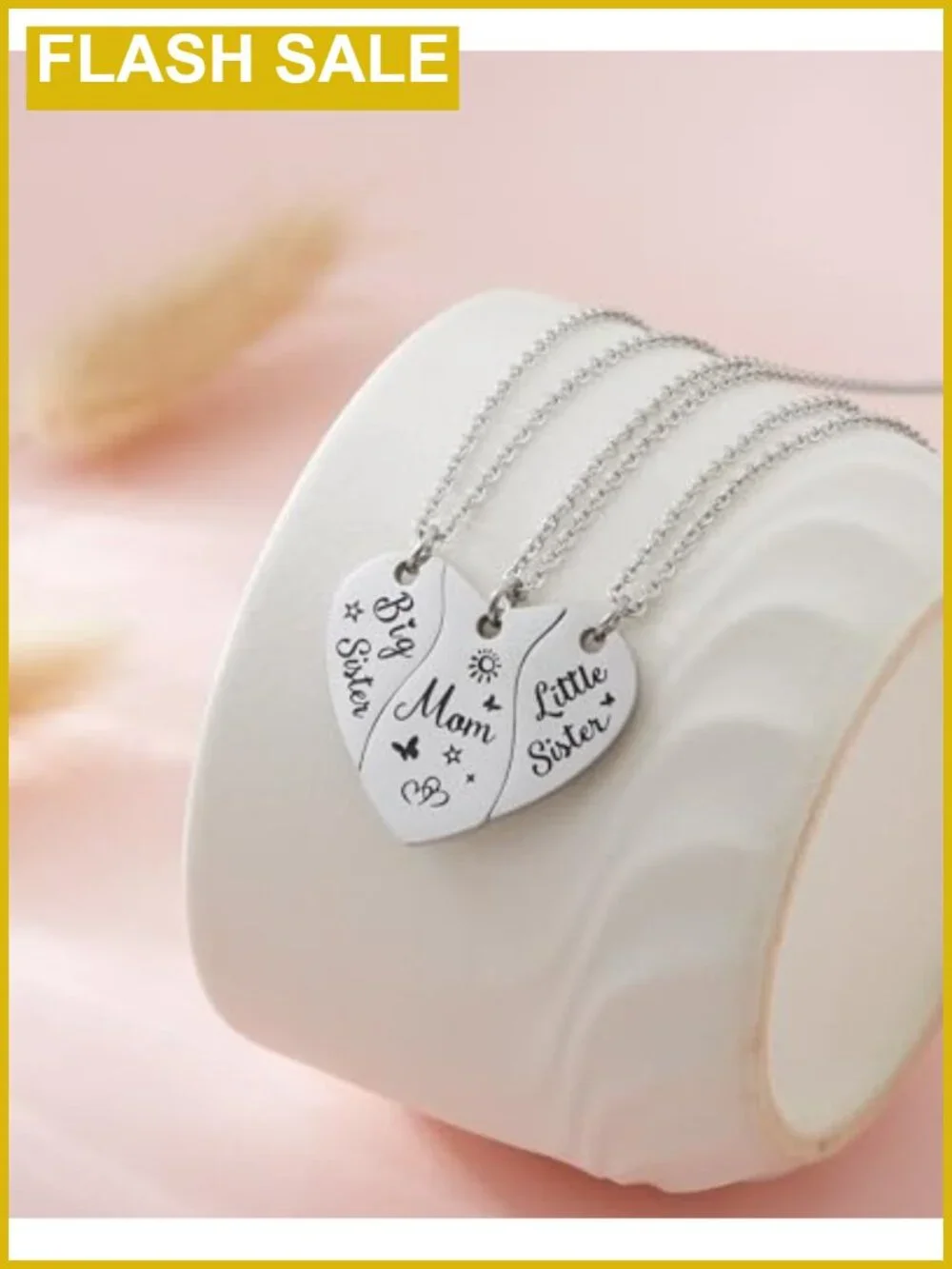 3 Piece Matching Necklaces Set Mom Daughter Sister BFF Stainless Steel